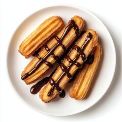 Highquality hyperrealistic Churros with chocolate in 8K resolution portrait