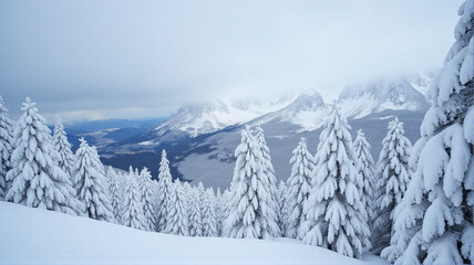 snow covered mountains