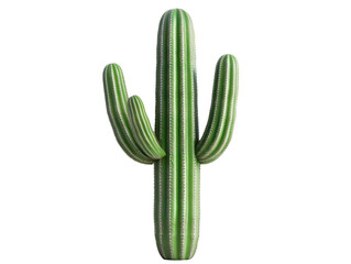A tall, vibrant cactus showcasing green striped arms against a white background.