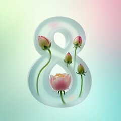 March 8th holiday, postcard, icy number 8 with roses