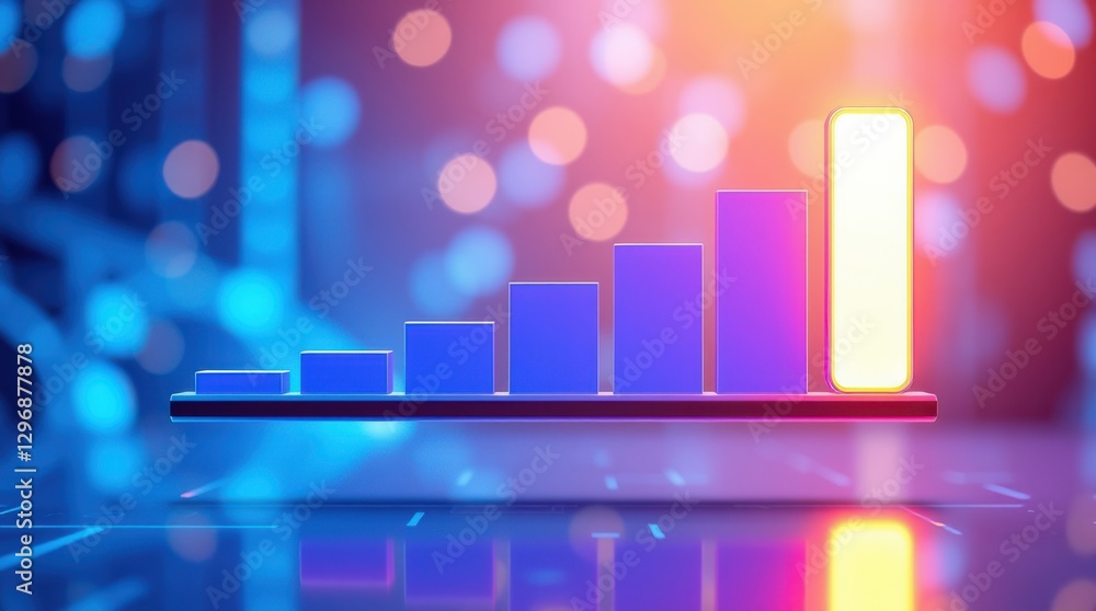 Poster ascending bar graph: a vibrant visual representation of progress and success on a digital interface.