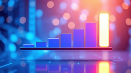 Ascending Bar Graph: A vibrant visual representation of progress and success on a digital interface.