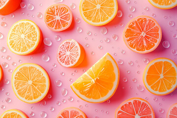 Obraz premium Different citrus fruits as background, top view