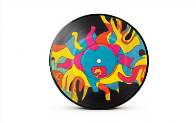 Brazilian Samba Music Vinyl Record with Colorful Cover Isolated On White background.
