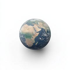 This is a close up view of a globe placed on a clean white background