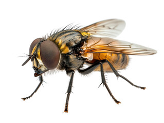 Close-up of a detailed fly showcasing its vibrant colors and intricate features.