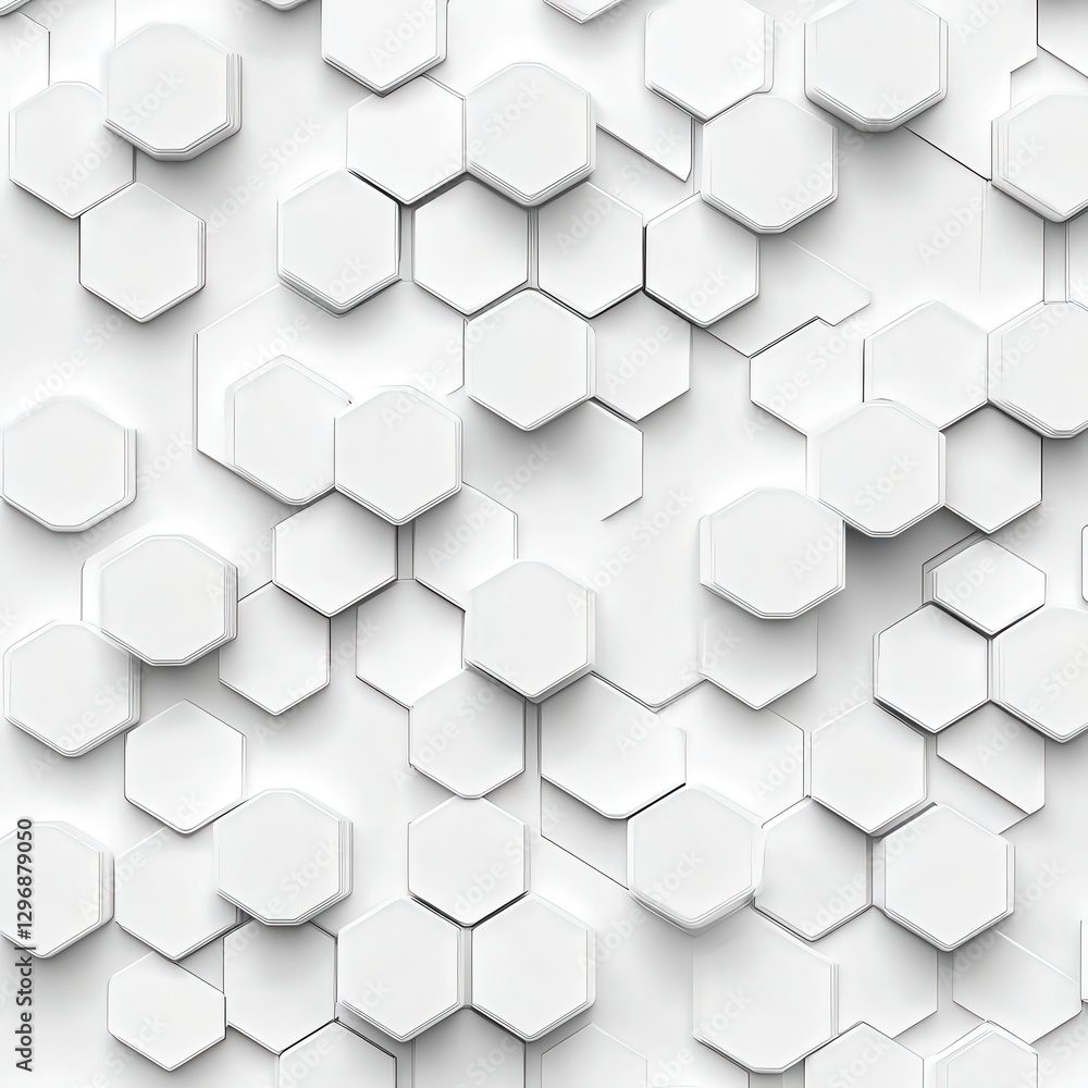 Poster closeup of a textured white hexagon pattern on a white background