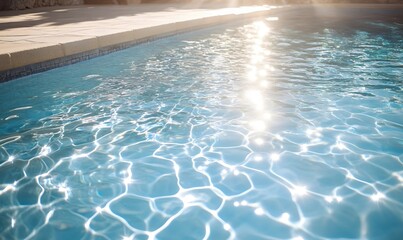 Obraz premium Sunlight dancing on the surface of a pristine swimming pool in the summer day