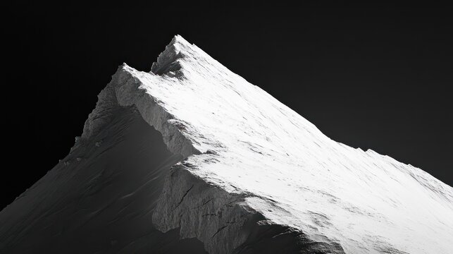 A stark mountain peak rises against a dark background