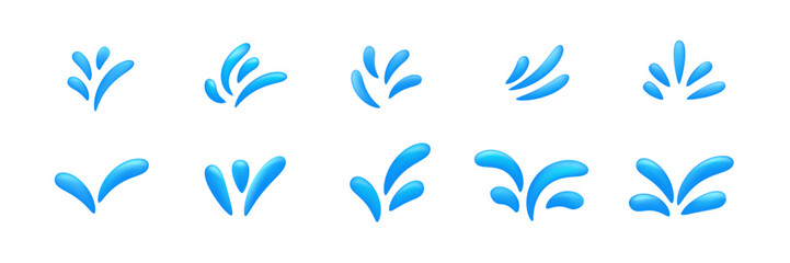 Set of unique blue water splash designs to use in creative projects and design ideas.