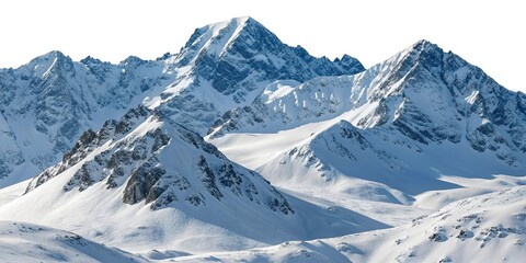 Obraz premium Snowy Mountains peaks separated on white background