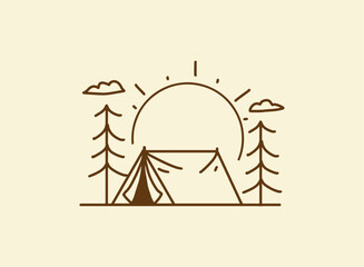 Illustration of an Vintage Handdrawn Camping Logo
