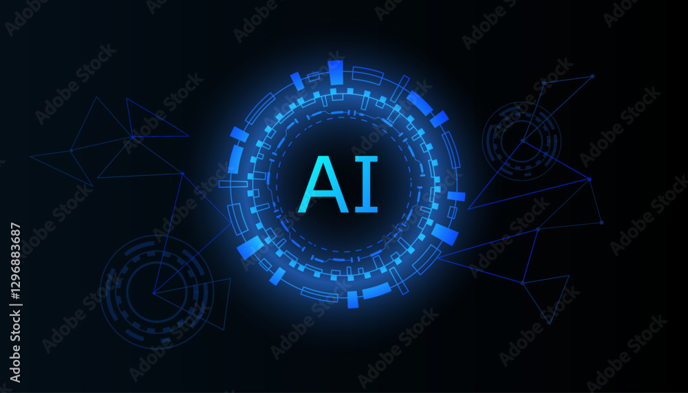 Aufkleber a modern vector background with blue mesh lines, circuit patterns, and a wavy texture, representing 