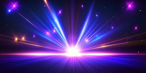 Naklejka premium Abstract futuristic glowing blue neon light lines with speed motion moving on dark blue background.