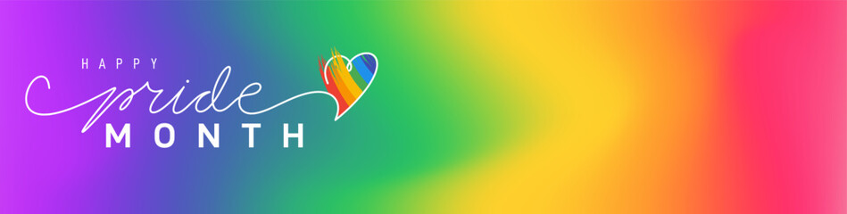 Pride Gradient Background With Lgbtq Pride 2025. Gay Parade Annual Summer Event. Template Designer Sign, Icon, Event Banner Design. Pride Symbol With Heart, Lgbt, Sexual Minorities, Gays And Lesbians.