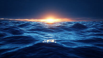 Fototapeta premium A mesmerizing night fantasy seascape with glowing futuristic waves, backlit in a modern, surreal setting, evoking a sense of wonder and innovation.