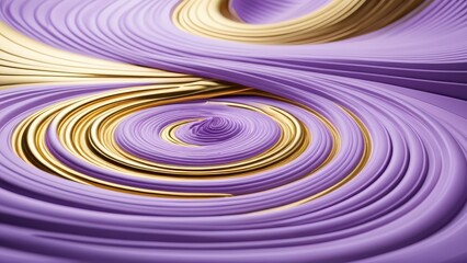 Stunning abstract design featuring smooth swirl of purple and gold. Fluid texture creates a dynamic and creative composition, with swirling lines and metallic highlights enhancing the artistic form.
