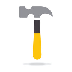 Hammer Icon in flat style isolated on white background. Colorful Hammer for web, app, logo, UI.tool for industrial workers. Equipment for repair and reconstruction. Vector illustration, EPS10
