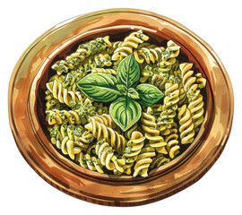 PNG Delicious basil pesto pasta illustration