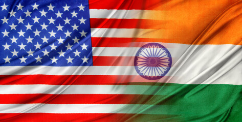 America and India flags blend