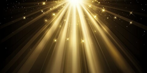 Naklejka premium Abstract elegant wavy gold lines on black background with gold lighting effect sparkle. Template premium award design.