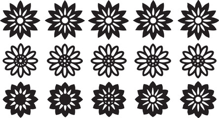 Elegant Line Art 16 Pixel-Perfect Flower Icons for Design & Branding