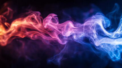 Fototapeta premium A group of smoke trails in different colors soaring through the sky, creating a vibrant display against a beautiful sky backdrop with backlighting, symbolizing unity, creativity, and modernity