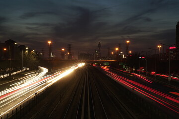 Fototapeta premium night traffic on the highway