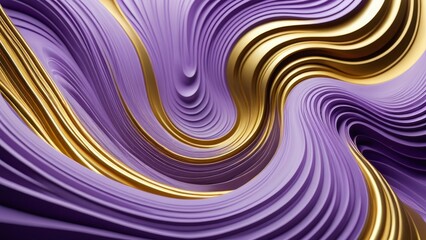 Fototapeta premium An elegant swirl of purple and gold, with fluid lines and smooth texture. The abstract design creates a dynamic and creative composition, evoking a sense of movement and energy.