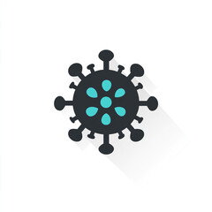 A stylized illustration of a virus, with a spherical shape, and protruding spike-like structures. It visually represents a microscopic pathogen.