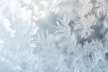 Stunning Closeup of Delicate Ice Crystals on a Window Pane Winter Wonderland Scene