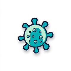 A stylized illustration of a virus, with a spherical shape, and protruding spike-like structures. It visually represents a microscopic pathogen.