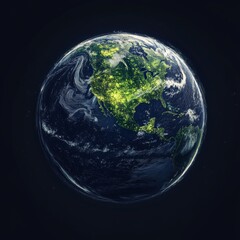 Earth from Space: A Detailed View of North America with City Lights Visible Amidst Clouds and Oceans