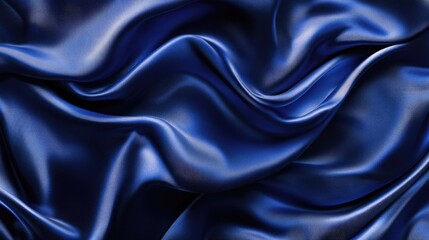 Obraz premium Luxurious Deep Blue Satin Fabric Draped in Elegant Waves and Folds