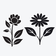 black flower icon vector flat illustration

