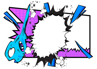 Cartoon blue, pink and white colored background, comic book vibrant backdrop. Retro vector comics pop art design.