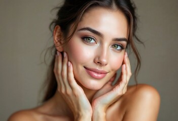 Soft and Glowing: Woman Gently Touching Her Face