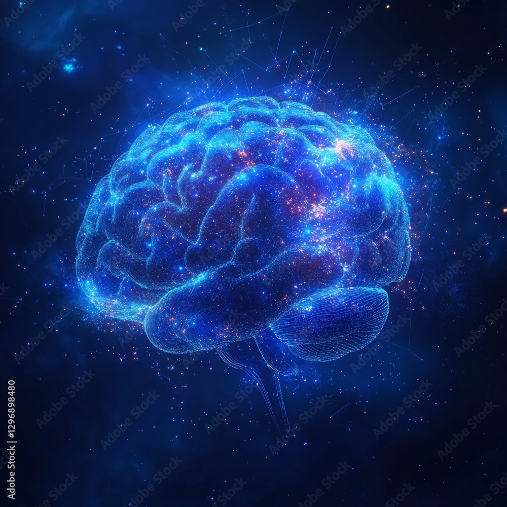 Aufkleber Glowing Neural Network: An Abstract Representation of the Human Brain and Its Complex Connections