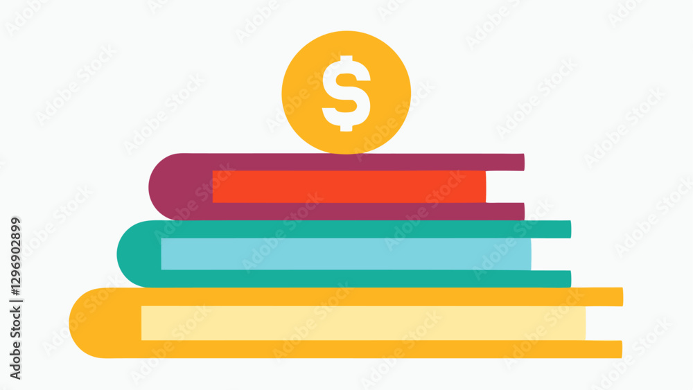 Poster stack of books and a dollar sign a stack of colorful books topped with a large dollar sign to emphas