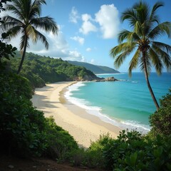 Fototapeta premium tropical beach with palm trees
