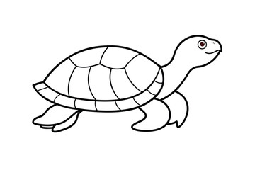 A cute cartoon turtle with four legs walking