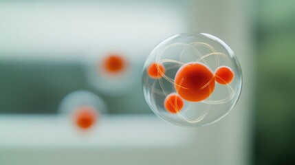 Spheres representing atomic structure, showcasing vibrant nuclei