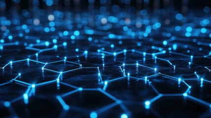 Obraz premium Abstract digital network of glowing hexagons