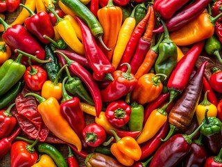 Vibrant Chili Pepper Assortment: A Colorful Collection of Spicy Peppers