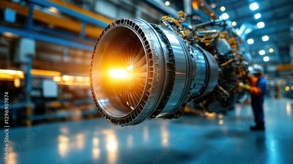 Aufkleber a detailed close-up of a jet engine's intricate components, emphasizing the advanced engineering and