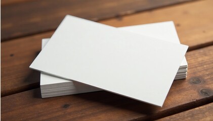 Blank modern business card mockup with elegant design on wooden background, elegant, wooden