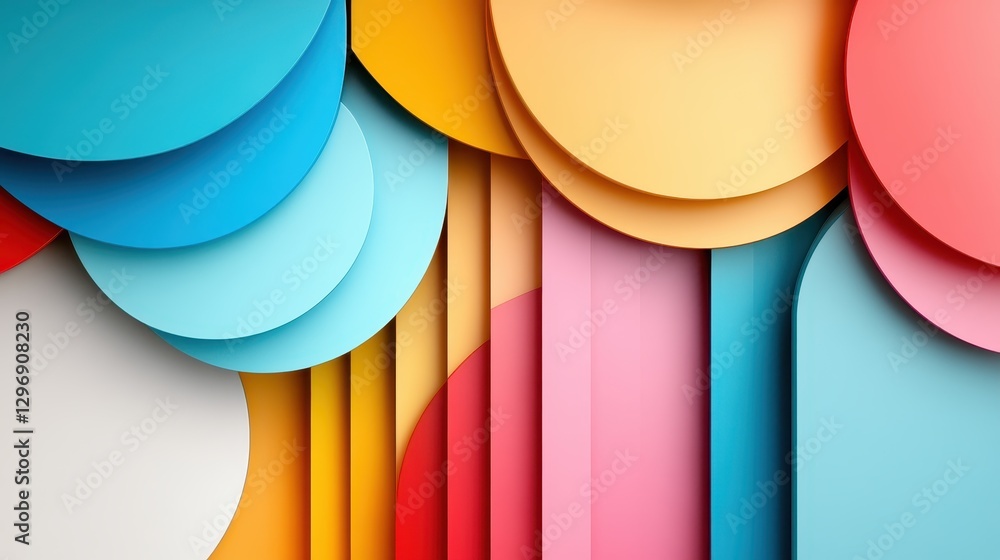 Aufkleber this vibrant abstract image incorporates constructed curves and colors, illustrating a dynamic inter