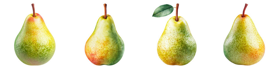 Juicy Watercolor Pears with Smooth Color Transitions in Art Style