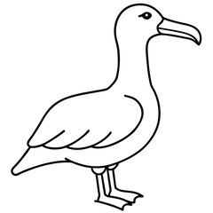 Albatross Silhouette in One-Line Vector Art