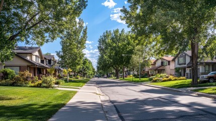 A suburban neighborhood undergoing a revitalization with updated homes and landscaped streets